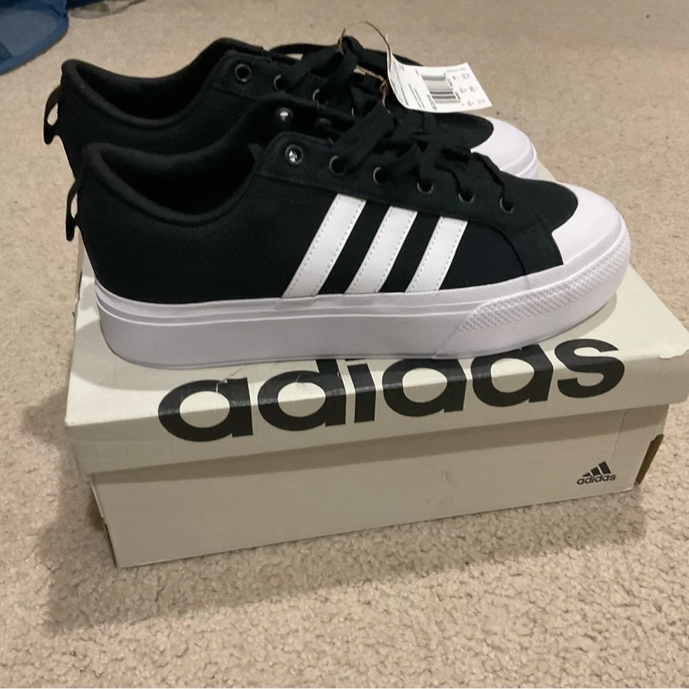 adidas Women's Black and White Platform Canvas Sneakers